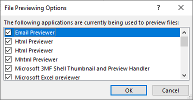 Activate all previewers and click OK